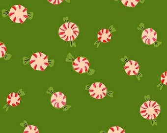 Sugarplum by Heather Ross for Windham Fabrics - Peppermints - Green - 50167-5 - 1/2 Yard Cotton Quilt Fabric