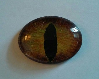 Golden Hand Painted Glass Dragon Eye 30 x 40 mm Oval Glass Eye Fantasy Jewelry Supplies Fastasy Steampunk Sci Fi Cosplay Pendant