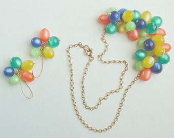 Lucite Moonglow Necklace and Earrings Set
