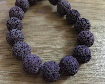set of 10 natural 12 mm lava stone beads