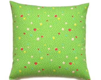 Green Pillow, 16x16 Pillow Cover, Decorative Pillows, Couch Pillow, Designer Pillow Covers, Pillows, Cushion Covers, Deco Dots