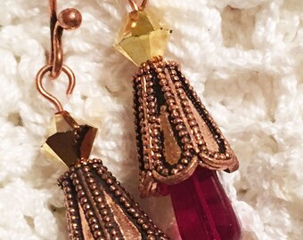 Copper and Red Earrings