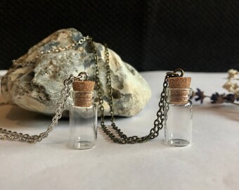 DIY chain with glass vials as a pendant to fill yourself