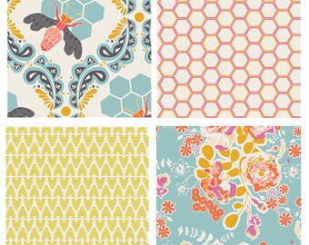 Quilting Fabric with Bees for Gardeners | Sweet as Honey by Bonnie Christine | Beehive Honeybee Fabrics for Quilting | Art Gallery Fabrics