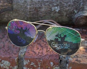 Big Gigantic Trippy Graphic Aviator Sunglasses