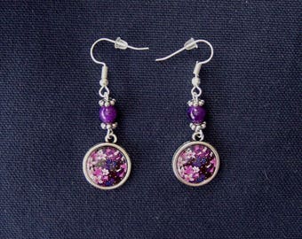Floral earrings shades of purple