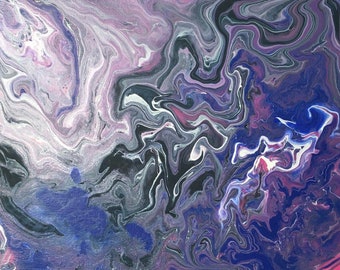 Front Row, 8 x 10, Swirly Purple Black and Blue, Original Signed
