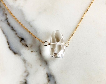 Clear Quartz Necklace, Crystal Quartz necklace, Gemstone Necklace, Quartz Pendant, April Birthstone