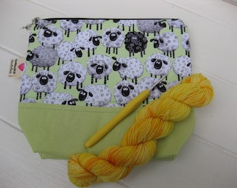 Small knitting project bag, sock knitting bag, crochet bag