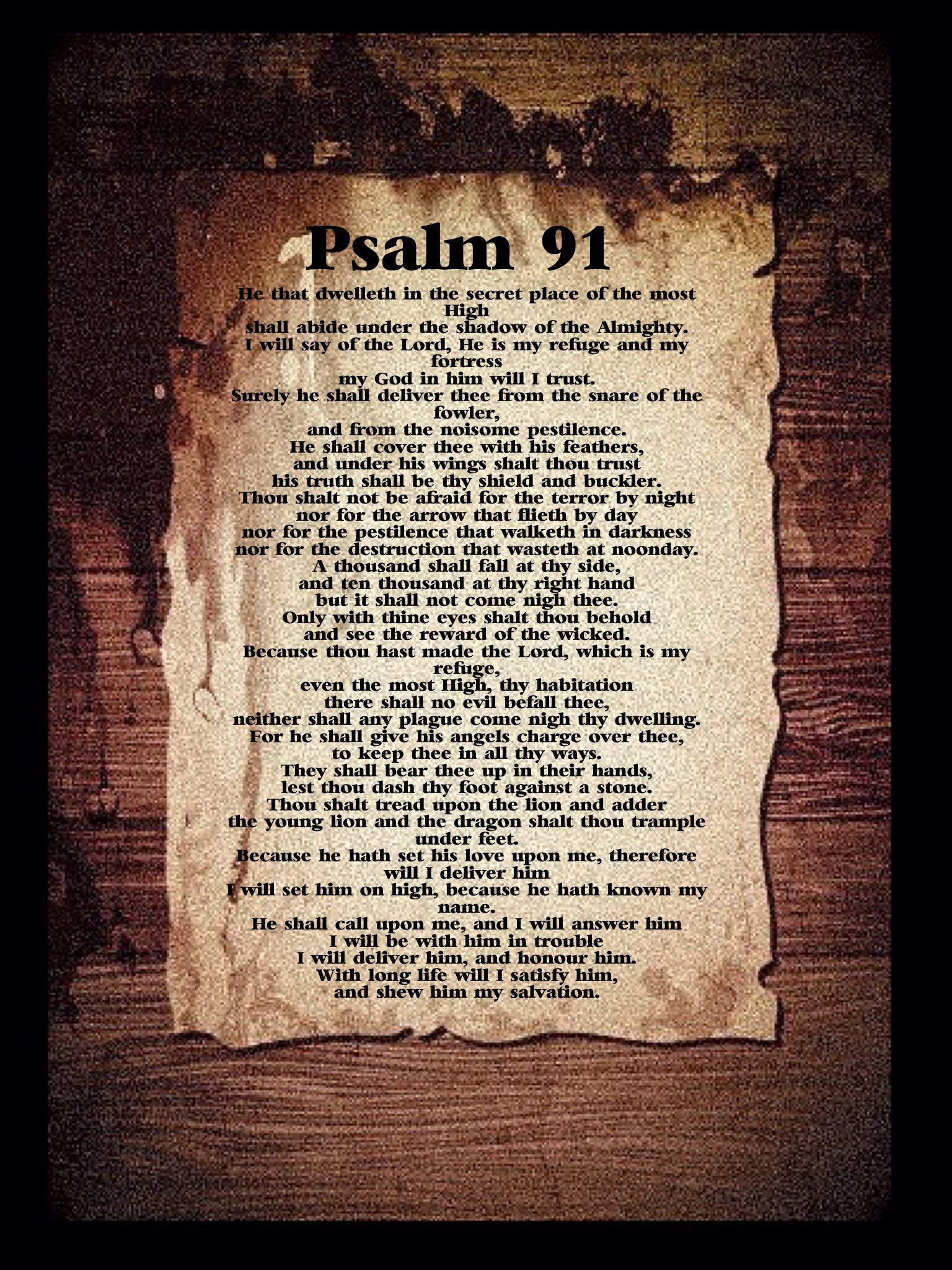 Psalm 91 poster. A4 Psalm 91 Printable Wallart Bible