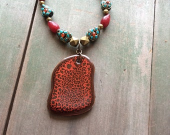 Maroon Statement Necklace/Southwestern/Tribal/Boho