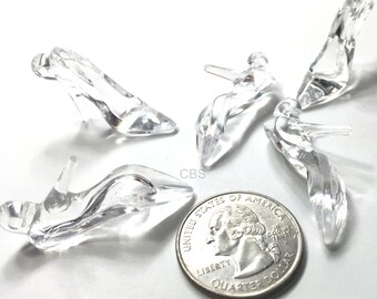 1-5 Acrylic "Glass" Slipper Charms. You choose the quantity. High Heel clear resin shoe charm.