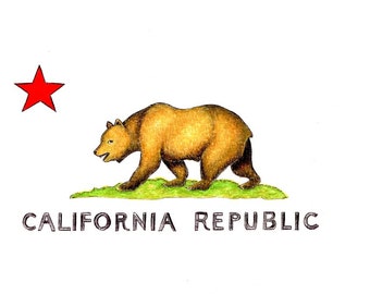California Bear Flag Print Digital Of An Original Drawing Available 5x7 Or 8x10 California Bear Flag Print Digital Of An Original Drawing Available 5x7 Or 8x10