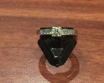 0.65ct Solitaire with Accents Diamond Engagement Ring in 18K White Gold