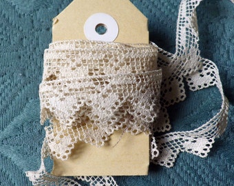 Antique Lace Vintage Lace Handmade Filet Lacis Tiny Hearts Doll Dress Cottage Decor