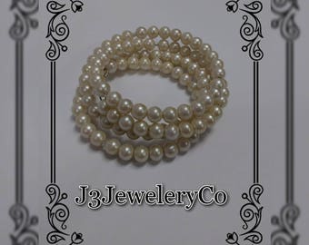 Acrylic Pearl 4 Coil Bangle W/O Charm