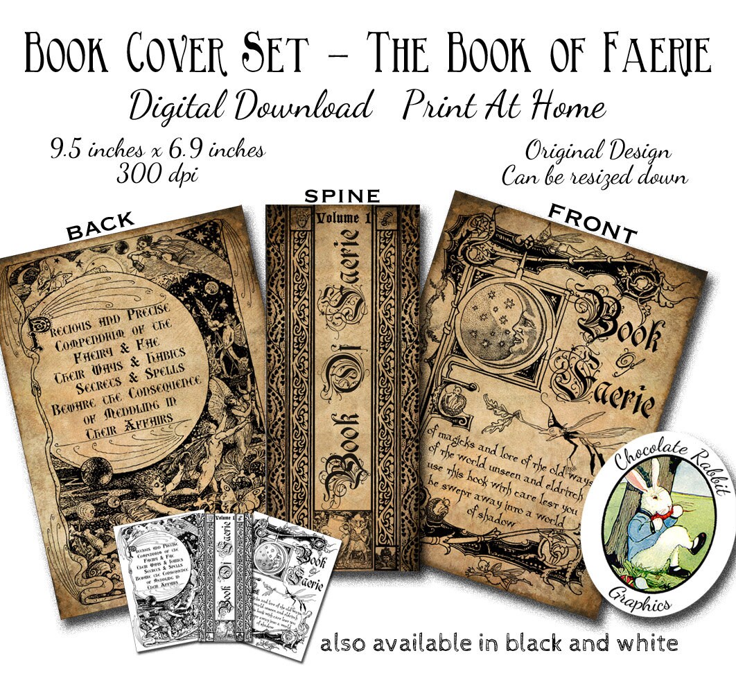 witch fairy faerie spell book cover digital download halloween make your own receipt book