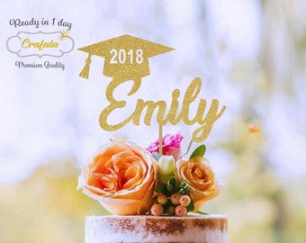Personalized Graduation Cake Topper, Personalized Cake Topper, 16th Birthday Custom Cake Topper Gold Glitter, Custom Text Cake Topper