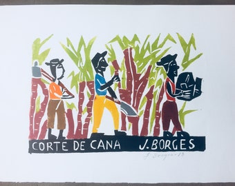 Brazilian Woodcut Print // Handmade Artist Print // J. Borges