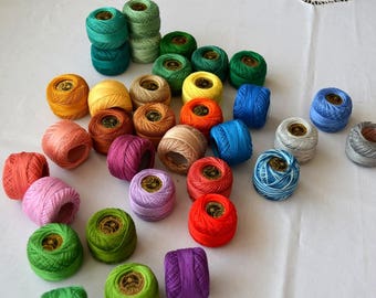 Oren Bayan Madame Tricote Cotton Perle No:12 5gr, cross stitch cotton perle set, floss thread for cross stitch brown yellow green