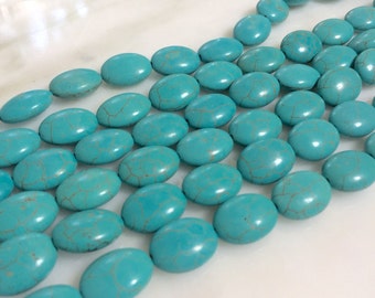 Magnesite Oval Beads Teal Green