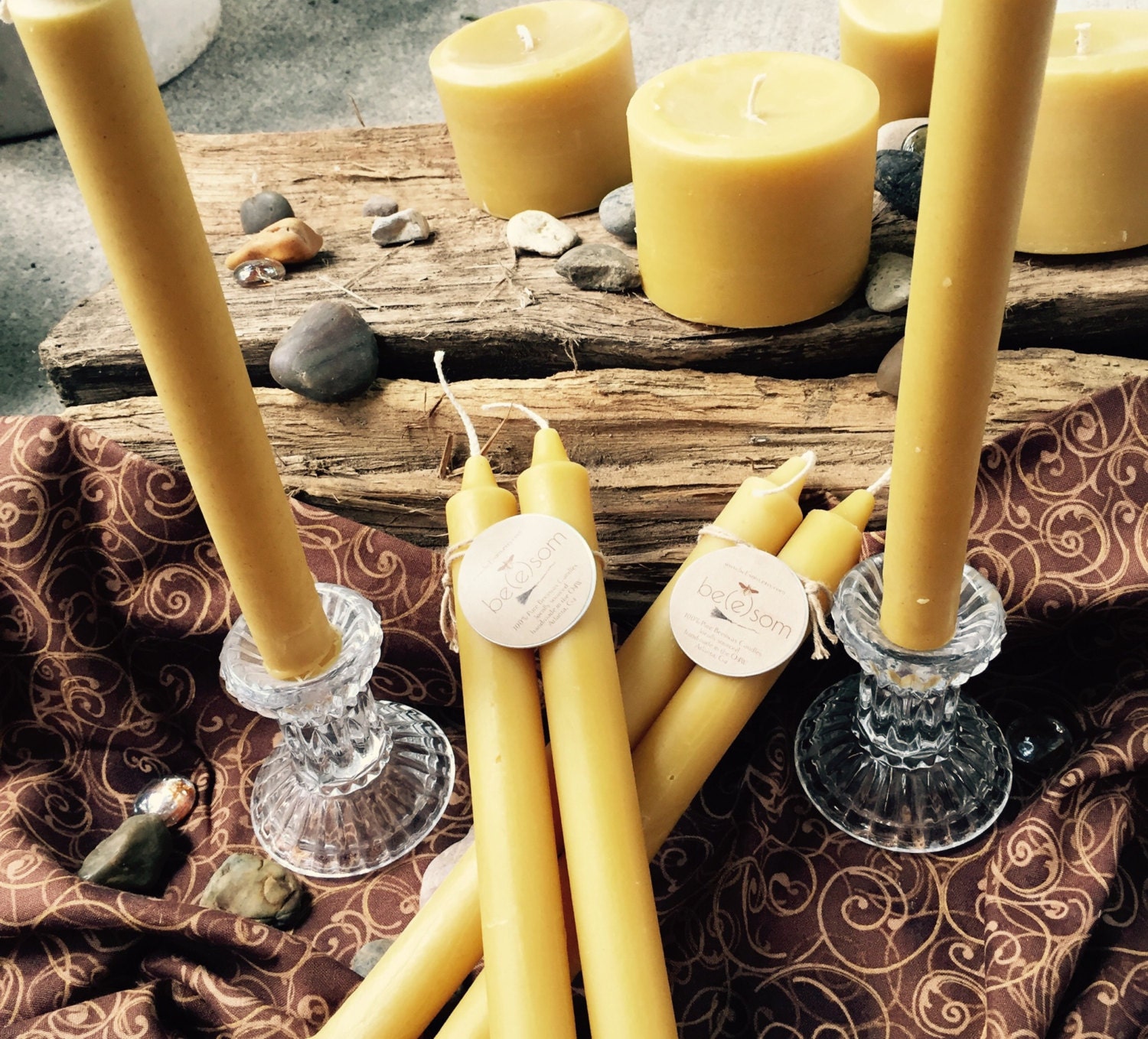 Pair of 100 Pure Beeswax 10 Taper Candles