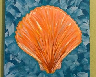 Colorful Beach Scallop Canvas Painting