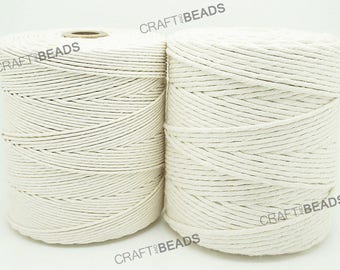 Natural White - 100% Cotton Twisted Cord Rope Craft Macrame Artisan String 1.5MM & 2MM Thickness