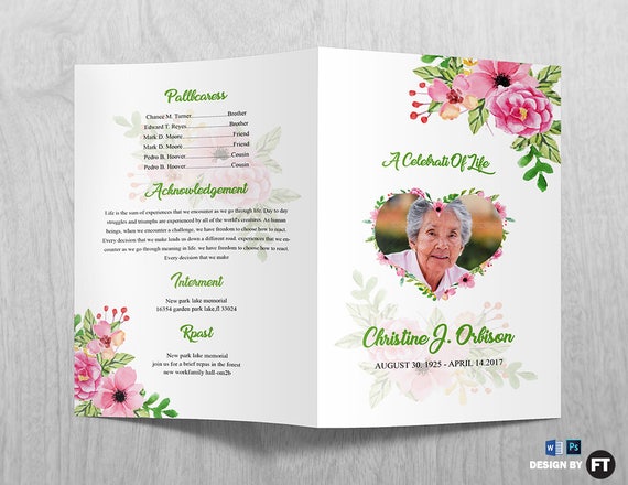 Funeral Program Template Printable Funeral Program