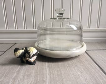 Cheese Dome, Marble Cheese Plate, Glass Cheese Dome, Marble Serving Tray, Marble Tray