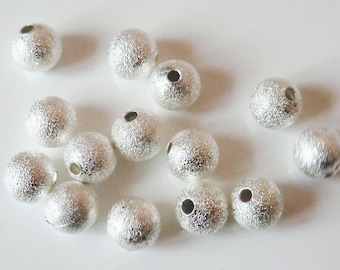 20 x 8mm brushed metal beads silver