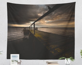 Wall Tapestry With Emotional Sunset Photography Print, Ocean Photo, Wall Art, Wall Decor, Home Decor, Original Photography, Dorm Decor, Boho