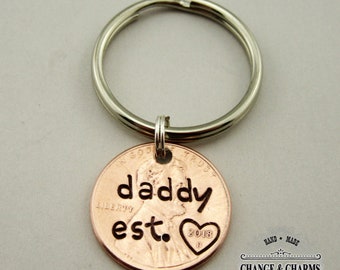 Daddy Est. Penny Keychain, Daddy Keychain, Penny Keychain, Dad Keychain, Fathers Day Gift, Fathers Day, Custom Keychain, Personalized Gift