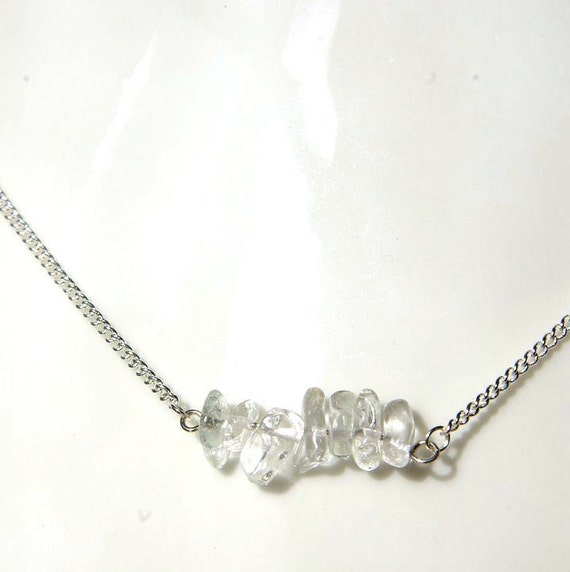 Crystal Bar Necklace on 925 Silver, Crystal Gemstone, Quartz Necklaces Jewelry, Gift for Her, Quartz Gemstone bar, Zodiac necklace