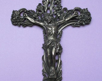 Vintage Italian Pewter Wall Crusifix