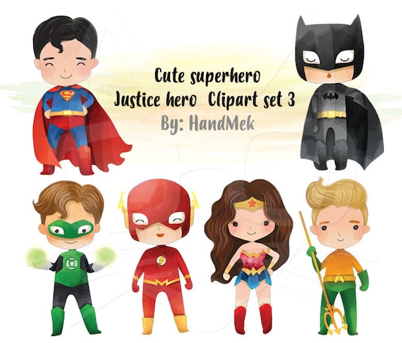 Cute superhero Clipart set 3 Justice hero clipart PNG