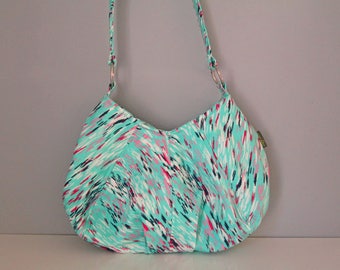 Small Shoulder Bag, Small Blue Purse, Pleated Purse, Teal Shoulder Bag, Small Fabric Purse