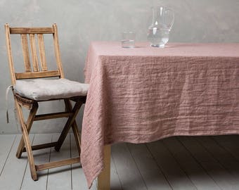 Linen tablecloth-Linen table cloth in Woodrose-Table linens-Tablecloth-Washed Linen tableloth-Large tablecloth - Width 59" x Custom length .