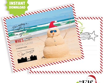 Elf Vacation Postcard, Elf Postcard, Printable Elf Card, Elf Printable Postcard // INSTANT DOWNLOAD // C-S07 ZZ6