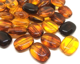 Tortoise Shell Oval Beads, 24mm Beads, tortoise shell jewelry, brown black yellow swirl beads, tortoise bracelet, amber beads, amber jewelry