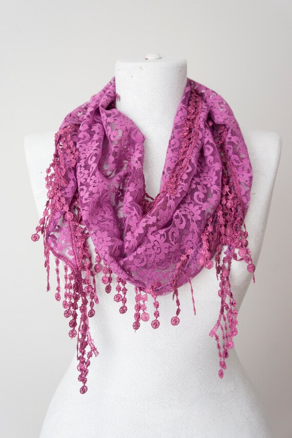 Items similar to Valentine's Gift Lilac Lace Scarf Lilac Scarf Lace