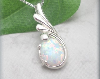 Opal Necklace, October Birthstone, Sterling Silver, Gemstone Jewelry, Gemstone Necklace, Opal Jewelry, Modern Necklace, Opal Pendant