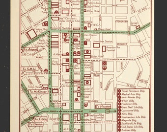 Dallas Map Dallas Street Map Wall Art City Texas Original