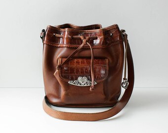 Vintage Brighton Bag • Leather Bucket Bag • 90s Purse • Leather Crossbody Bag • Vintage Bucket Bag • Brighton Purse • Brown Bucket Bag B1097