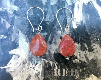 Red Jasper & Balinese Sterling Silver Earrings