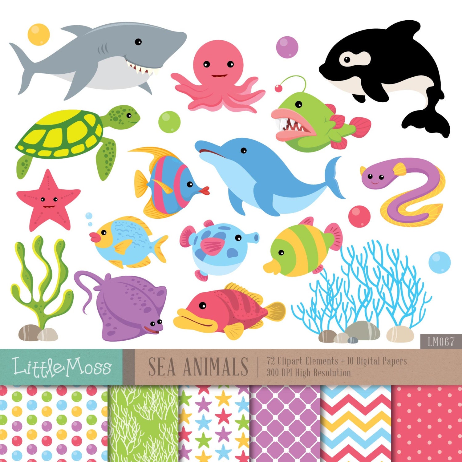 Download Sea Animals Digital Clipart and Papers Under The Sea Clipart