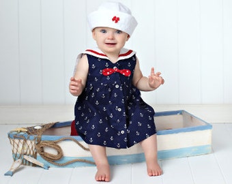 Baby Sailor Dress Sewing Pattern - Instant Download PDF - Sailor Collar