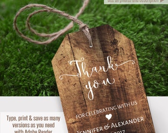 Thank you tags, printable rustic tags, Instant Download, Self Editable PDF file T101
