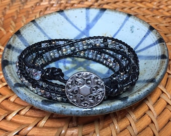 Beaded Leather Wrap Bracelet