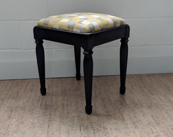 Vintage Sewing Bench, Upholstered Footstool, Vintage Footstool